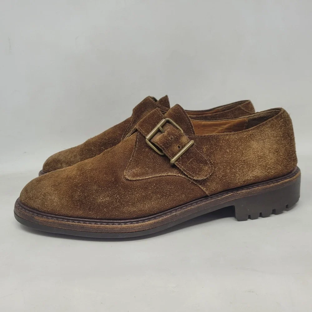 VTG Polo Ralph Lauren Country Shoes 9.5 Brown Suede Monk Strap Oxford Caldwell